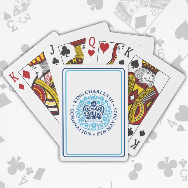 Coronation of King Charles III Blue Emblem Logo Playing Cards (Royal Coronation Souvenir Cards)