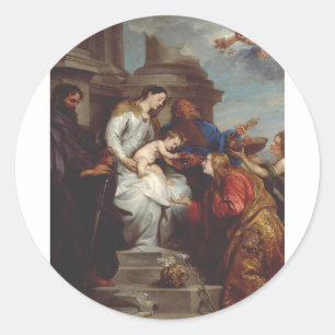 Coronation of Saint Rosalia by Anthony van Dyck Classic Round Sticker