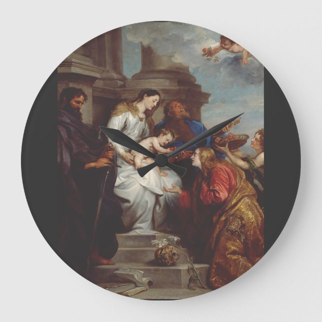 Coronation of Saint Rosalia by Anthony van Dyck Large Clock (Front)