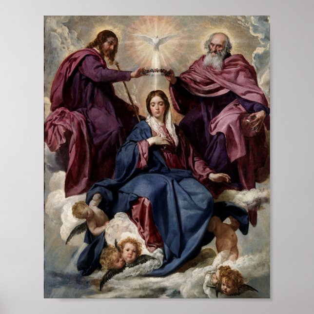 Coronation of Virgin Mary Religious Jesus Trinity Poster (Front)