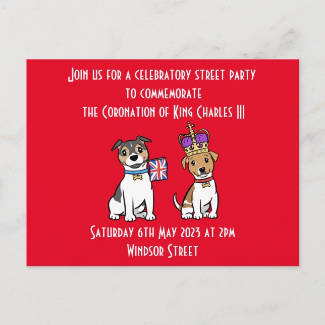 Coronation Party Postcard Invitation (Front)