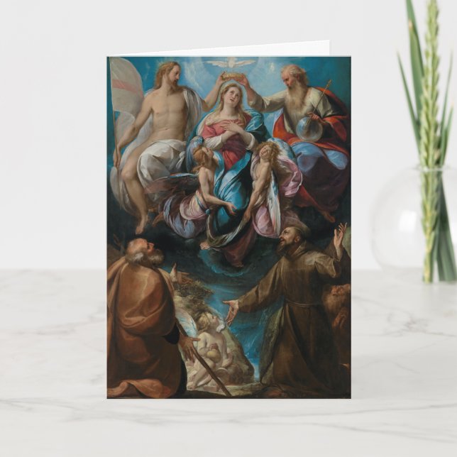Coronation Virgin Mary St. Joseph Francis Card (Front)
