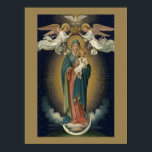 Coronation Virgin Mary with Angels Vintage  Poster<br><div class="desc">Featuring a beautiful traditional Catholic vintage image of the Blessed Virgin with the Baby Jesus,  Holy Spirit and two angels depicting her Coronation.</div>