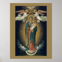 Coronation Virgin Mary with Angels Vintage
