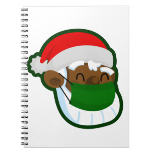 coronavirus christmas face mask black santa notebook