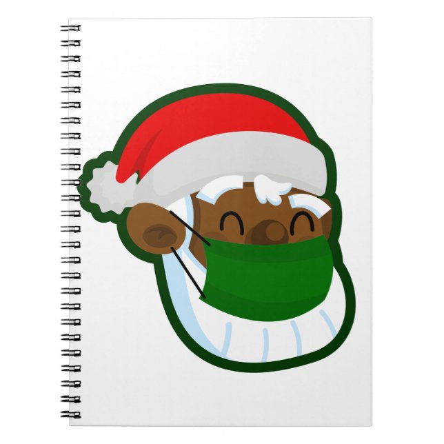 coronavirus christmas face mask black santa notebook (Front)