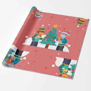 coronavirus christmas tree wrapping paper