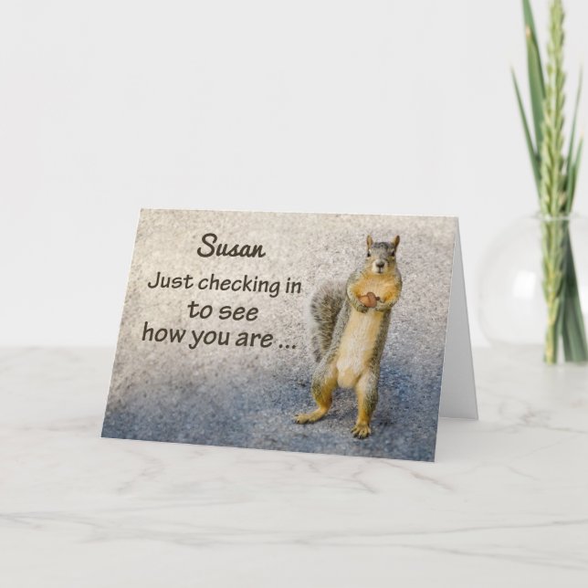 Coronavirus Custom Name Thinking of You Squirrel Card (Front)