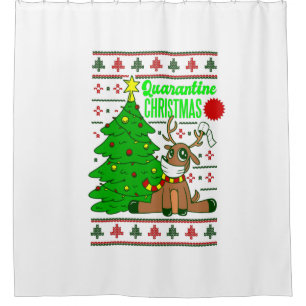 coronavirus face mask reindeer christmas lockdown shower curtain