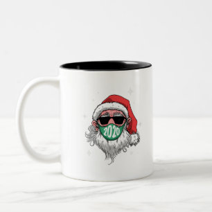 coronavirus face mask santa claus 2020 Two-Tone coffee mug