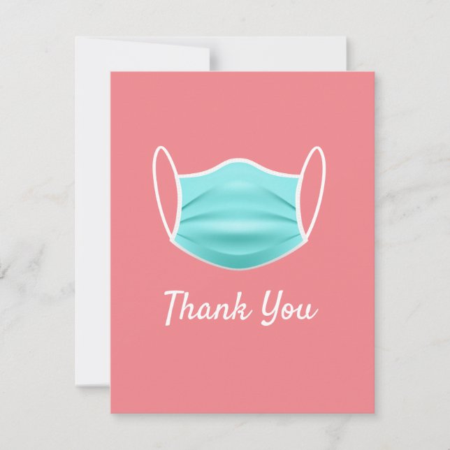 Coronavirus Face Mask Thank You Flat Card (Front)