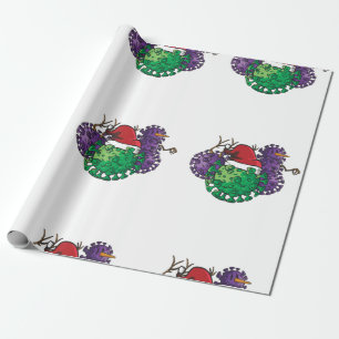 coronavirus germs snowman wrapping paper