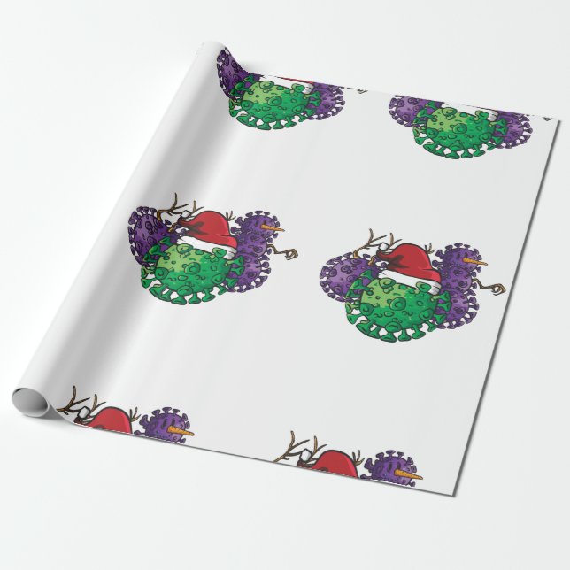 coronavirus germs snowman wrapping paper (Unrolled)