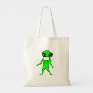 coronavirus halloween face mask alien tote bag