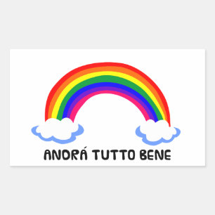 coronavirus hope rainbow virus andra tutto bene co rectangular sticker