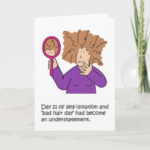 Coronavirus Self-isolation Bad Hair Day Cartoon. Card