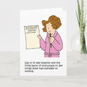 Coronavirus Self-isolation Keeping Busy Cartoon Card