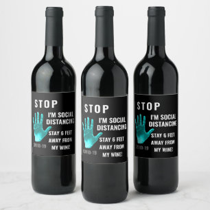 Coronavirus Social Distancing Funny Quote Wine Label