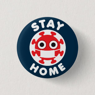 Coronavirus Stay Home 3 Cm Round Badge