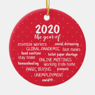 Coronavirus year ceramic ornament