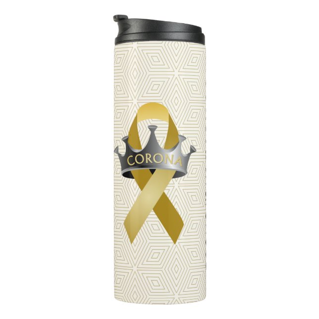 CORONAwareness White Gold Geo Travel Thermal Tumbler (Rotated Right)