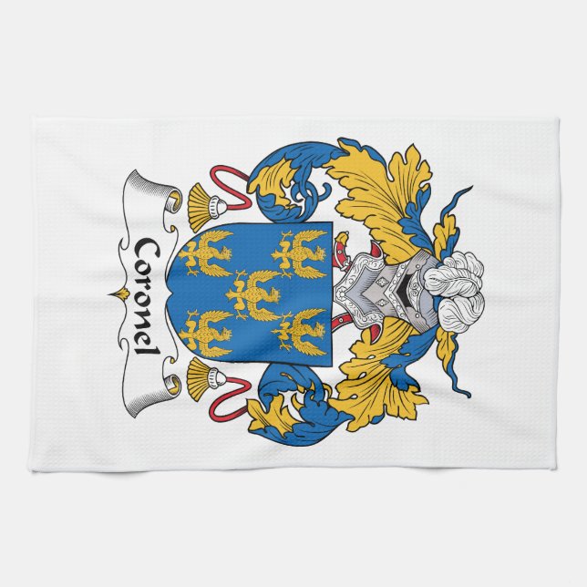 Coronel Family Crest Tea Towel (Horizontal)