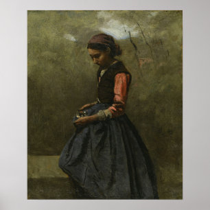 Corot - A Pensive Young Girl Poster