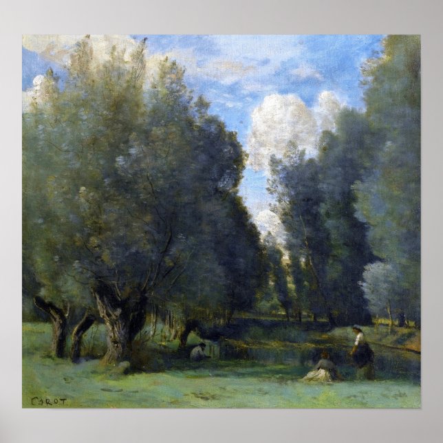 Corot - Fishing Under The Willows Poster (Front)