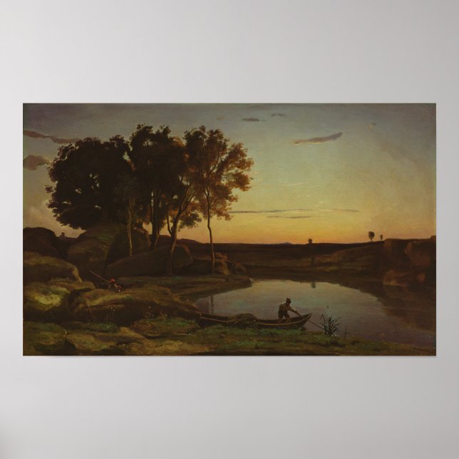 Corot - Landscape With Lake And Boatman Poster (Front)