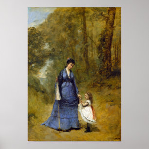 Corot - Madame Stumpf And Her Daughter Poster