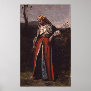 Corot - Pensive Oriental Poster