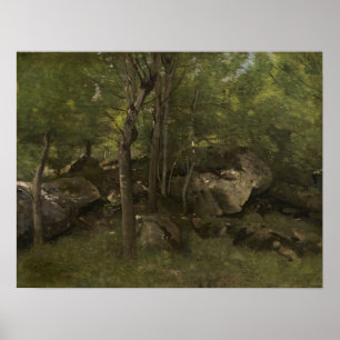 Corot - Rocks In The Forest Of Fontainebleau 1860 Poster