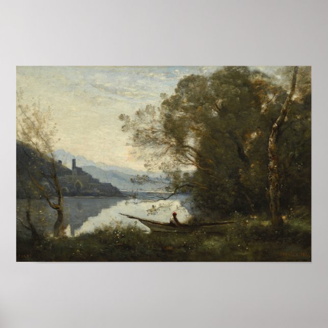 Corot - The Moored Boatman Poster (Front)