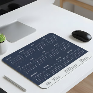 Corporate 2026 Calendar Year at a Glance Navy Blue Mouse Pad