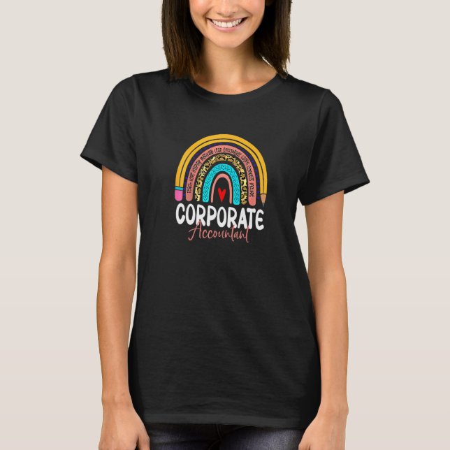 Corporate Accountant Leopard Rainbow Accounting Ba T-Shirt (Front)