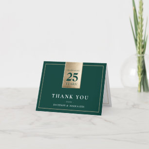 CORPORATE ANNIVERSARY business white green gold Thank You Card