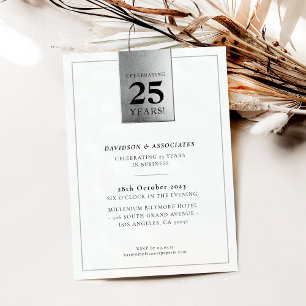 CORPORATE ANNIVERSARY classy business silver black Invitation