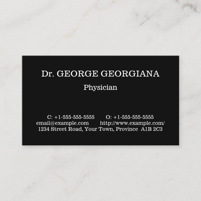Corporate, Basic Medical Specialist Business Card (Front)