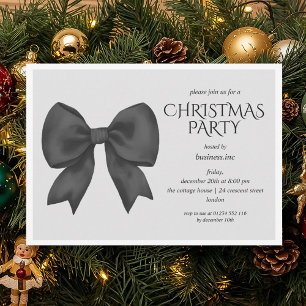 Corporate Black Bow Christmas Holiday Party  Invitation