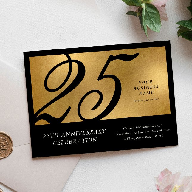 Corporate Black & Gold Chic Business Anniversary Invitation (Corporate Black & Gold Chic Business Anniversary Invitation)