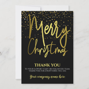 Corporate Black Gold Christmas Thank You Holiday Card