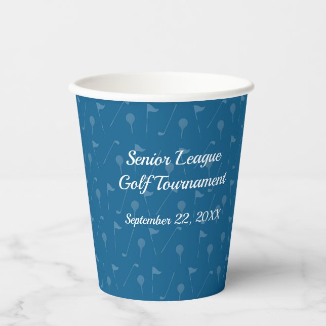 Corporate Blue Grey Golf Pattern - Paper Cup (Front)