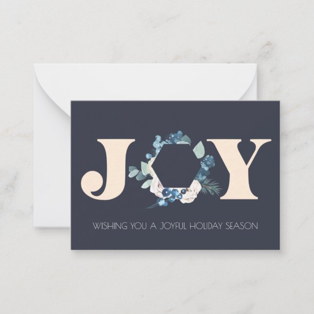 Corporate botanical Joy Christmas wreath Card (Front)