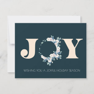 Corporate botanical Joy Christmas wreath Card