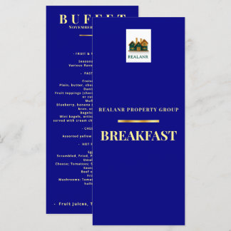 Corporate Breakfast Menu Card Logo Elegant Navy