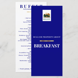 Corporate Breakfast Navy Menu Card Logo Elegant
