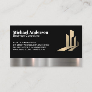 Corporate Building Logo Metal Trim Business Card