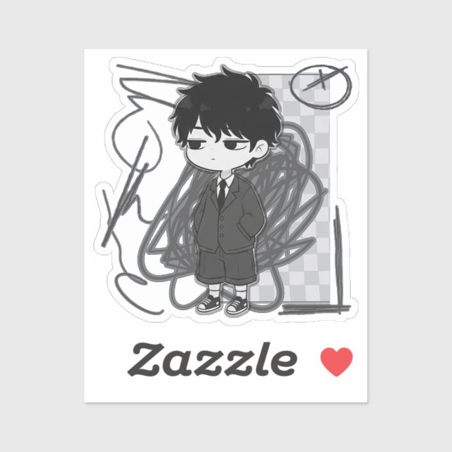 Corporate Burnout Relatable Chibi Boy Suit Illustr (Sheet)