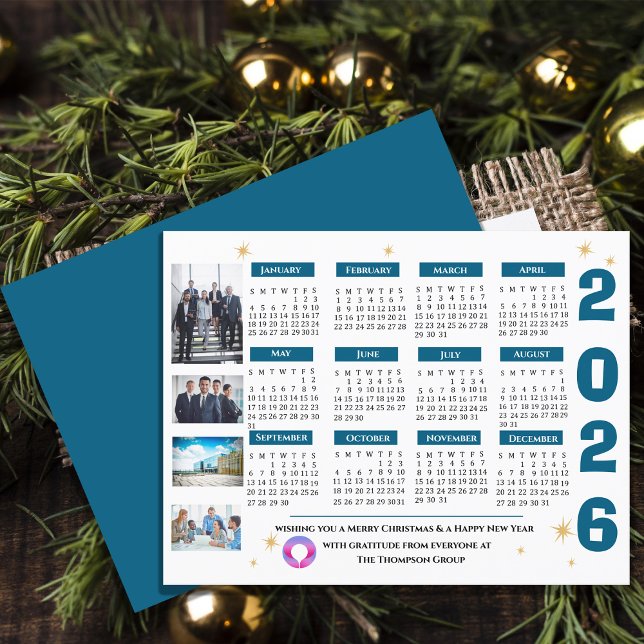 Corporate Business 2026 Calendar with Company Logo Holiday Postcard (Corporate Business 2026 Calendar with Company Logo Holiday Postcard)