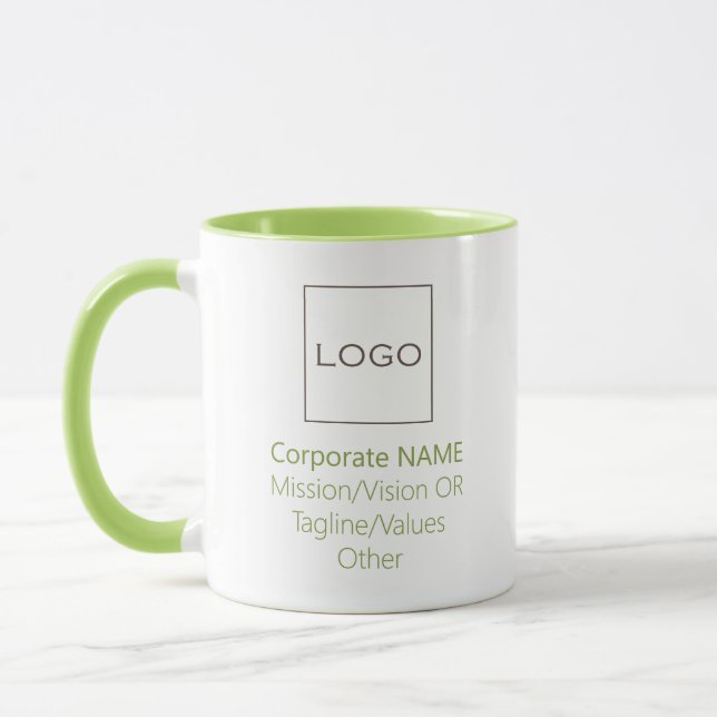 Corporate Business Company Logo Custom Lime Green Mug (Left)